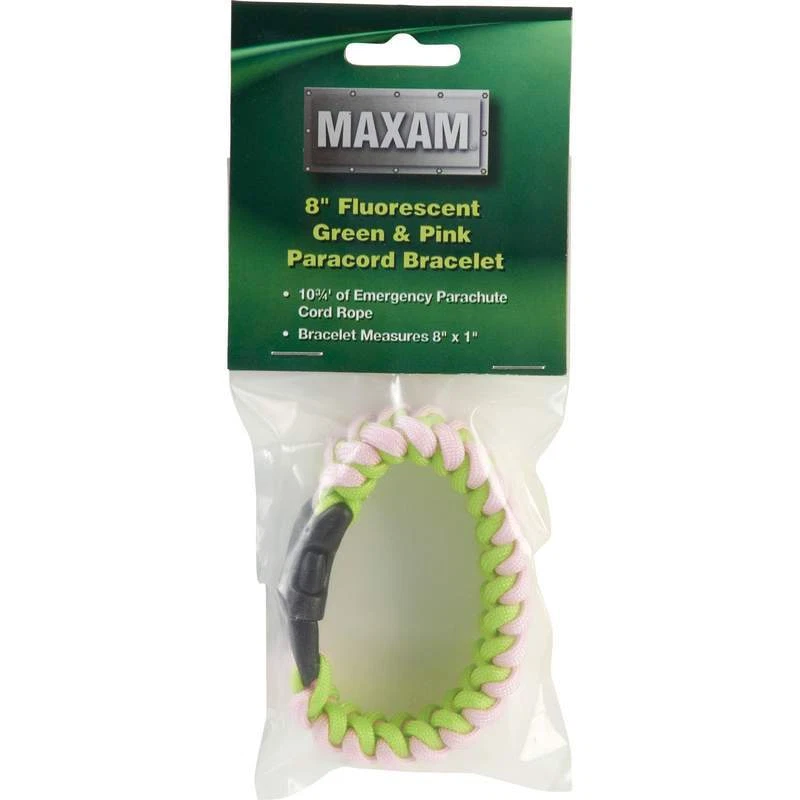 Pulsera Maxam™ 8" Fluorescente Verde y Rosa Paracord Foto 2 de 2