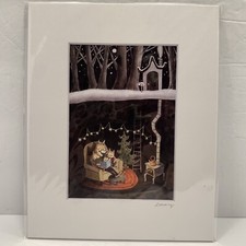 Fox Family Art Print 8" X 10" Deborah Hocking Signed Nursery Winter Xmas Decor