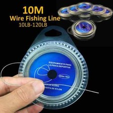 Fishing Trace Wire 10m Various Weights Nylon Coated 7 Strand + Crimps Pike, Sea