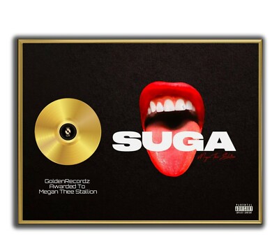 Megan Thee Stallion Poster Suga  GOLD/PLATINIUM CD, gerahmtes Poster HipHop Rap