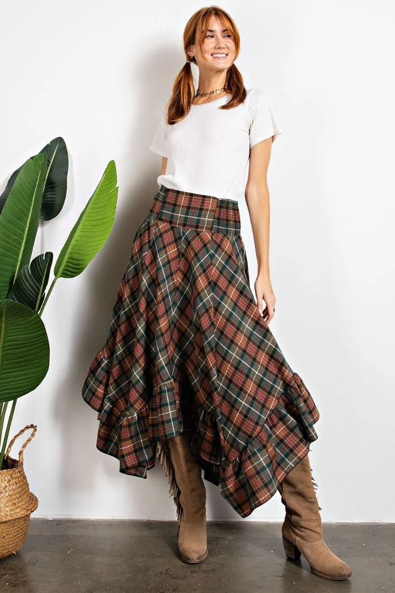 Plaid top skirt ruffle