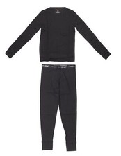 New Small Black Hanes X-Temp Boys Thermal Rib Knit Set Includes Top  Bottom