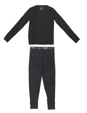 New Small Black Hanes X-Temp Boys Thermal Rib Knit Set Includes Top & Bottom