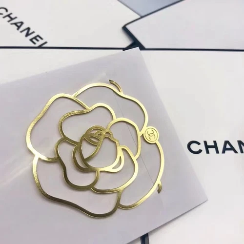 CHANEL VIP Gift Camellia Metal Gold Bookmark Bookplate