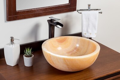 Natural Stone Vessel Bathroom Sink - Isidro Honey Onyx