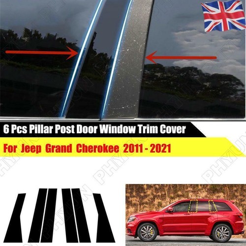 2011-2021 For Jeep Grand Cherokee Door Window B C Pillar Post Covers 6PCS Black