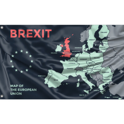 Karte der Europäischen Union Brexit Flagge einzigartiges Design, 3x5 Fuß / 90x150 cm, hergestellt in der EU