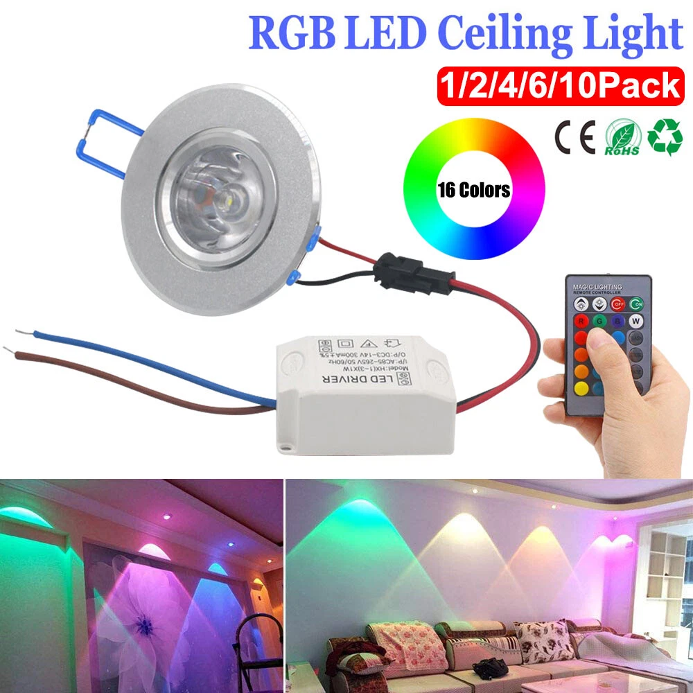 Pack led color changing recessed lighting 3w rgb downlight ceiling light deals
