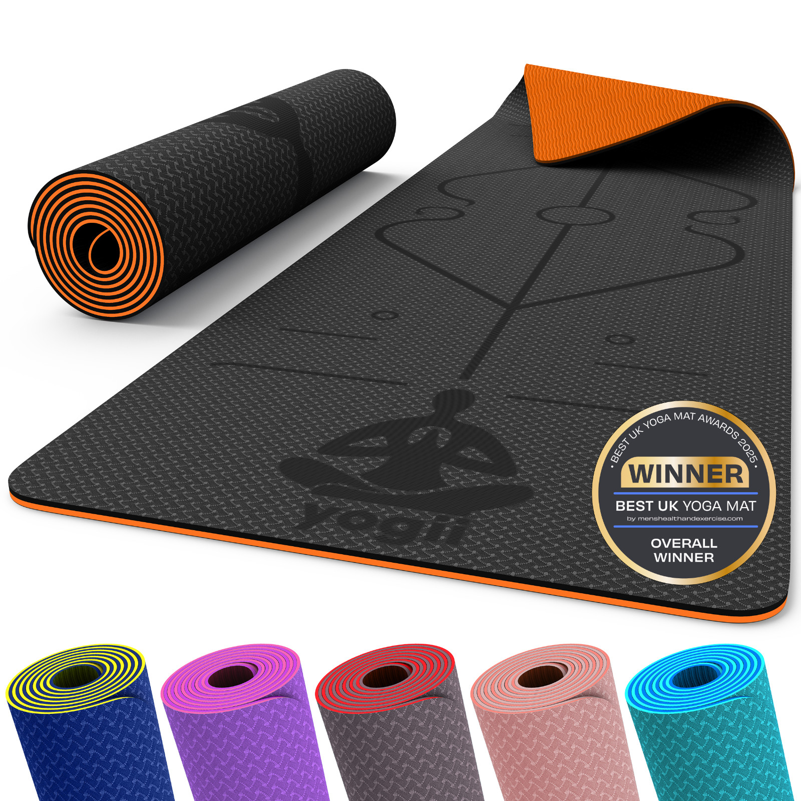 Estera de yoga antideslizante 6 mm de grosor esterilla de ejercicio para hombres y mujeres gimnasio en casa entrenamiento Reino Unido