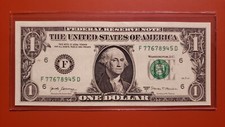 Fancy Serial Number One Dollar Bill Broken Ladder Note 77678945