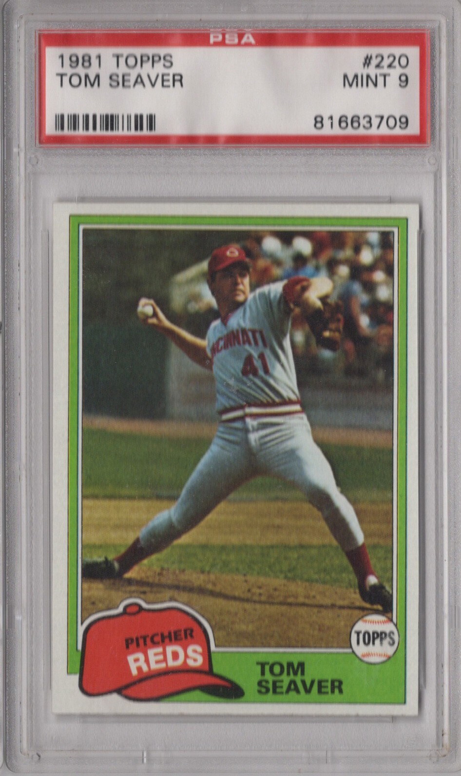 Tom Seaver 1981 Topps PSA 9 Mint Graded Card Cincinnati Reds HOF #220