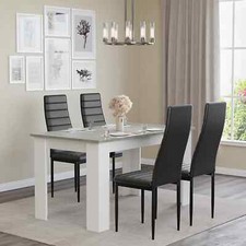 Dining Table and Chairs 4/6 Set Pu Leather Seat Dining Kitchen Room Furniture
