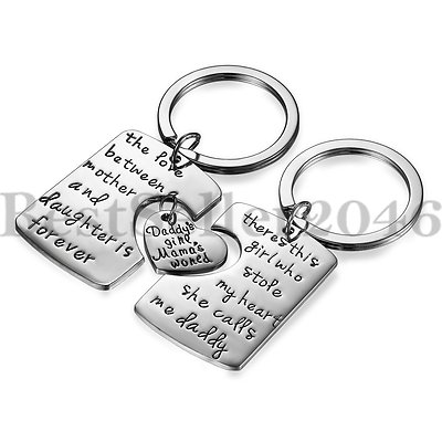 Mom Daddy Daughter Necklace And Keychain Daddy Mother