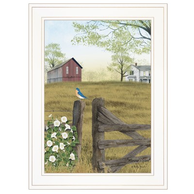 TrendyDecor4U Farmhouse ''Morning's Glory'' Framed Print Wall Earthtone Small