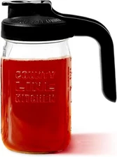County Line Kitchen Glass Mason Jar Pitcher w/ Lid Wide Mouth 1 Quart - Black