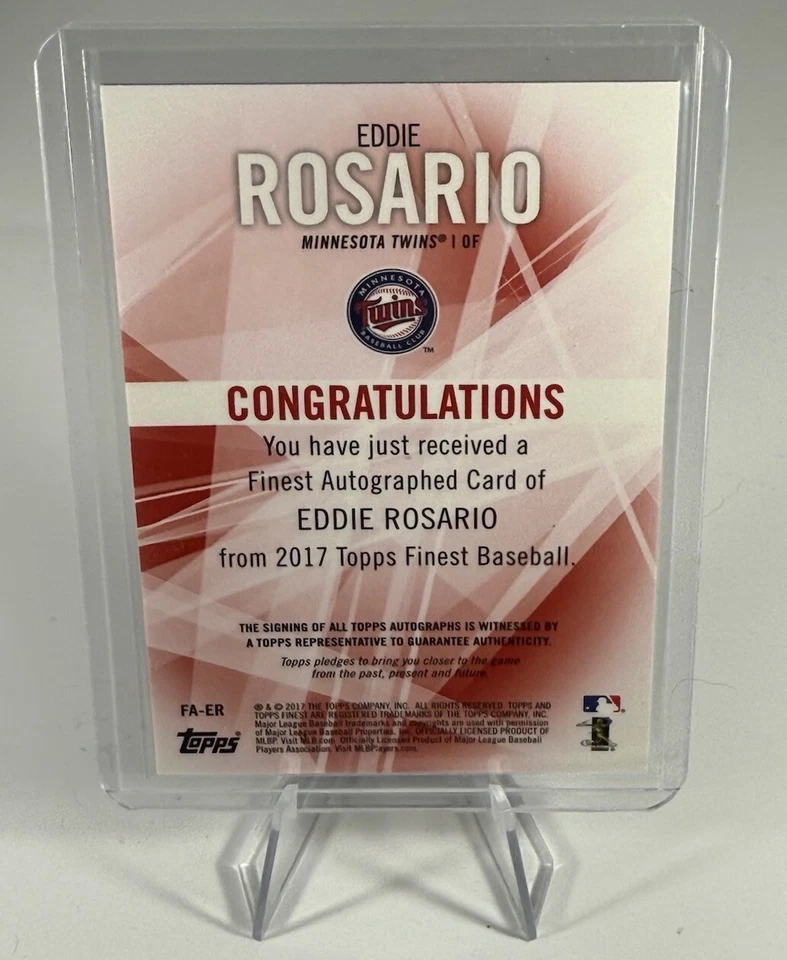 2017 Topps Finest - Autographs #FA-ER Eddie Rosario (AU) - Image 2 of 2