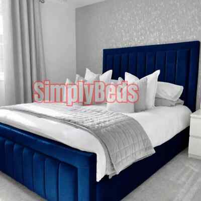 Neu Elegantes Design Plüsch Samt Polster Panel Luxus Bettgestell Double & King