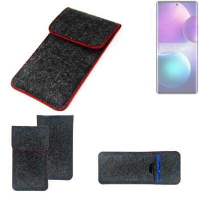 Schutzhülle für Infinix Zero 40 4G dunkelgrau roter Rand Filz Sleeve Tasche Po