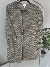 Chicos Collection Long Jacket Metallic Chevron Print 3/4 Length Size O 4-6 
