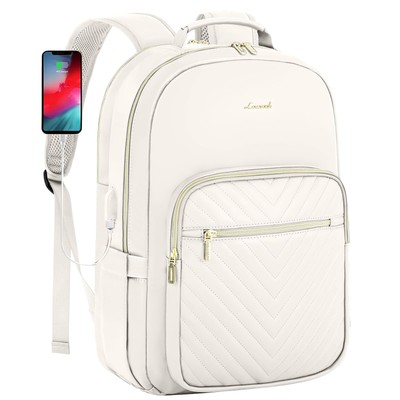 LOVEVOOK Leather Backpack for Women15.6 inch Leather Laptop Backpack Women Co...