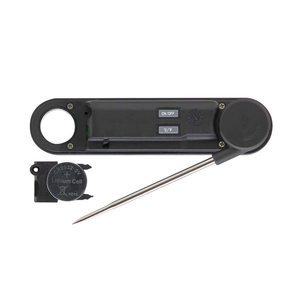 Meat Thermometer Digital Folding Probe, Stainless Steel, Blue Backlight