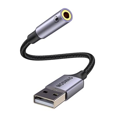 Adaptador de conector de audio USB a 3,5 mm para auriculares, PC y portátil 