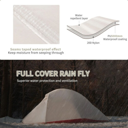 Ultralight 2-Person Camping Tent 20D Nylon Waterproof For Hiking Backpacking - Picture 3 of 14