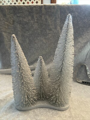 set of 3 bottle brush trees. Nature's mark. Glitter base. Trees are 12, 10, an