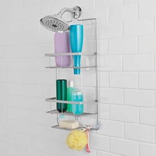 Premium Hanging Shower Caddy with 2 Shelves and Soap Tray, Satin Nickel