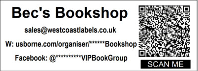 Usborne Books Berater personalisiert, WEISSE Etiketten, QR-Code Scan Me 