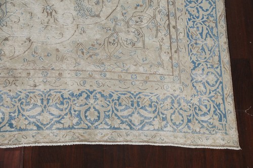 Antiker handgeknüpfter Distressed Muted Area Teppich gleichmäßig niedrig Stapel Wolle 10x13 - Bild 6 von 12