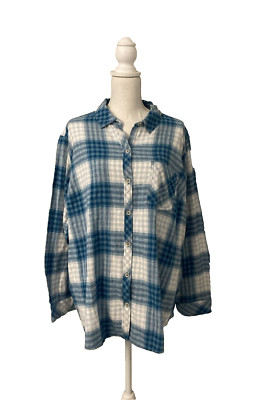Sonoma Goods for Life Women's Blue Buffalo Plaid Flannel Top Size 2X NWT