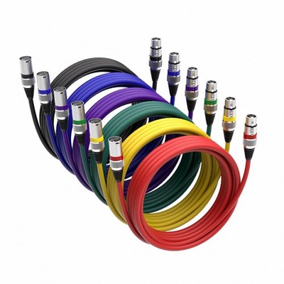6 Pack Multi Colored 33 FT Standard XLR Cable Microphone Male To Female Cord