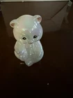 Fenton Hand Painted Glass Bear Figurine Glossy White