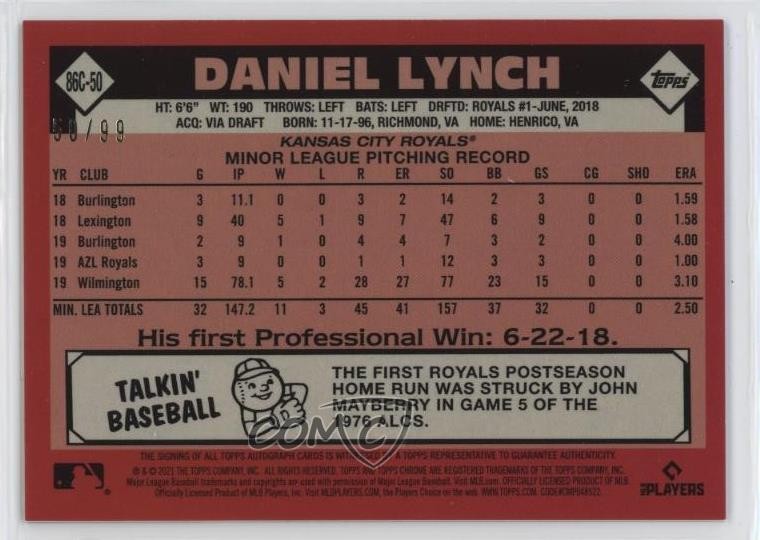 86c 2021 Topps Update 50/99 Daniel Lynch #86C-50 Rookie Auto RC h3r | eBay