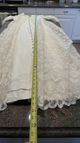 50s- VTG Peignoir Ivory All Lace Dress Buttons Long S & Nylon Sz XS Uniqu - Picture 19 of 21
