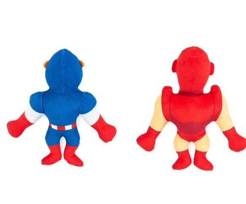 Paquete de 2 felpas ZIPPY PAWS MARVEL FELPA CHIRRIANTE IRON MAN, CAPT. AMERICA cachorro/perro NUEVO - Imagen 3 de 5