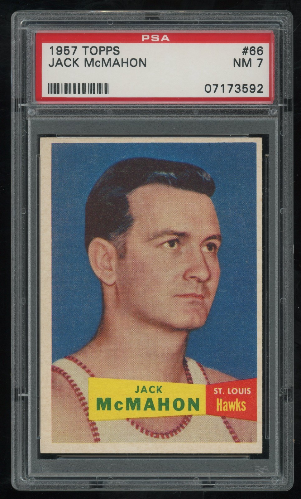 1957-58 Topps Jack McMahon Rookie #66 PSA 7 - St. Louis Hawks - RC