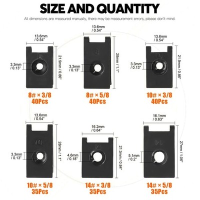 U-Type Speed Nut Assortment - 225 Pcs