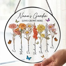 Personalized Grandmas Garden Acrylic Suncatcher, Mother's Day Gifts For