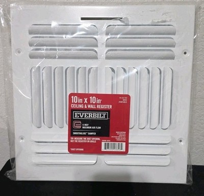 Everbilt 10 in. x 10 in. 4-Way Steel Wall/Ceiling Register in White.E3