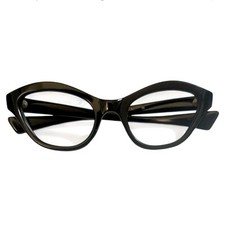 1950  s French Jet Black Cateye Eyeglasses, Prescription Ready, Made in France