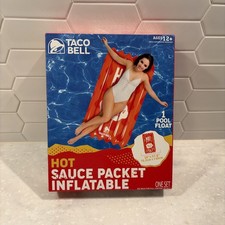 Taco Bell HOT Sauce Packet Inflatable Pool Float 30" X 57.8" Red Ages 12 . NIB
