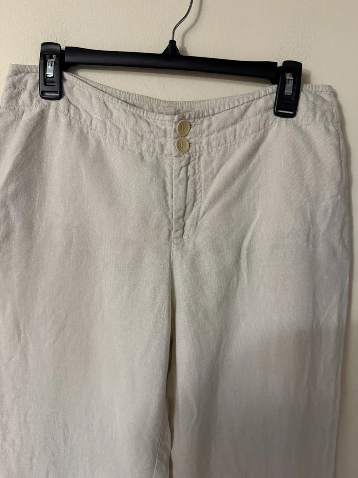 Pantalones Eileen Fisher Off-White, talla PM (¿medium petite?), 100% lino irlandés Foto 2 de 4