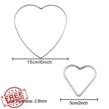 Dream Catcher Metal Hoops 10pc Silver Heart Macrame Rings DIY Craft