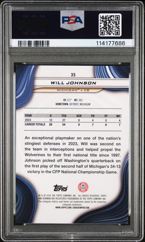 Will Johnson 2024 Bowman Best University #35 arancione geometrico /25 PSA 9 - Foto 2 di 2