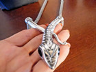 VINTAGE ART DECO COBRA COLLAR -SILVER MTL.MESH-SERPENT-RED RHINESTONE EYES — photo 1