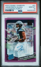 2023 Clearly Donruss Jaxon Smith-Njigba Rated Rookie Auto Purple RC #/175 PSA 10