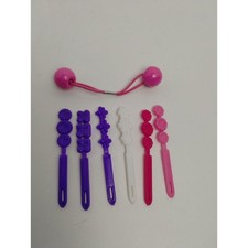 Vintage Girls Hair Barrettes - Plastic Snap Tight - Plus Ponytail Holder Balls