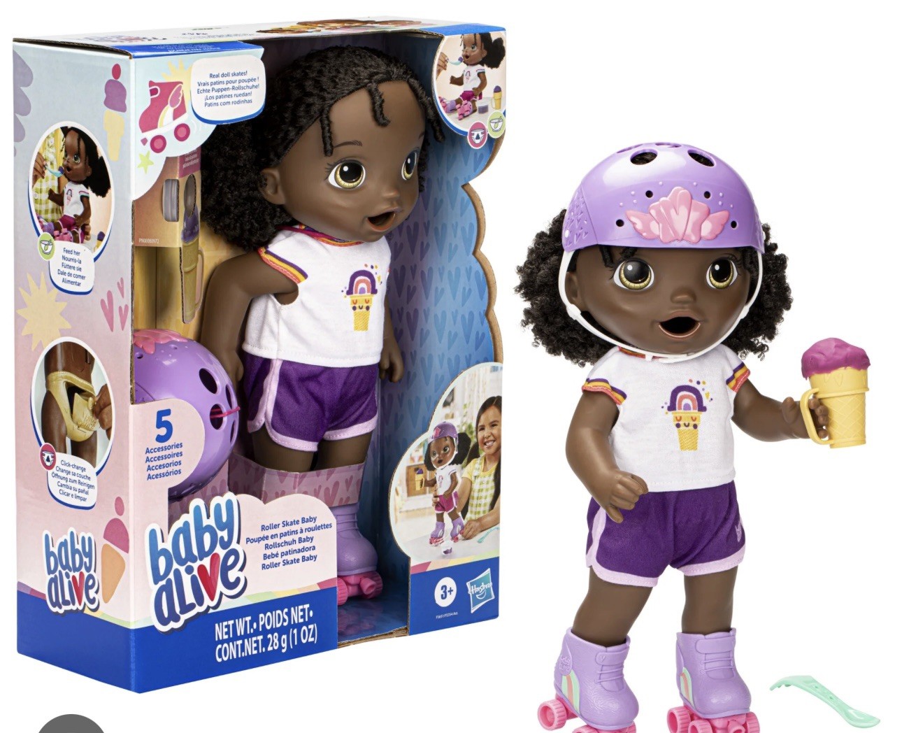 Baby Alive Roller Skate Baby  Doll Eats And Poops NEW 3+ Has